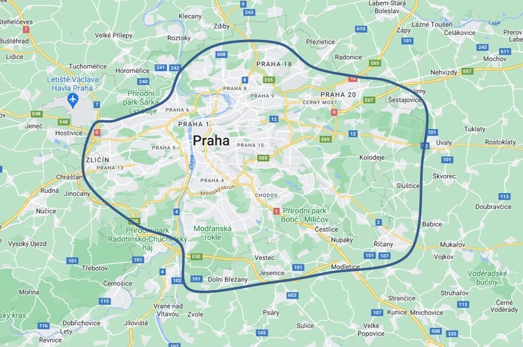 mapa rozvozu